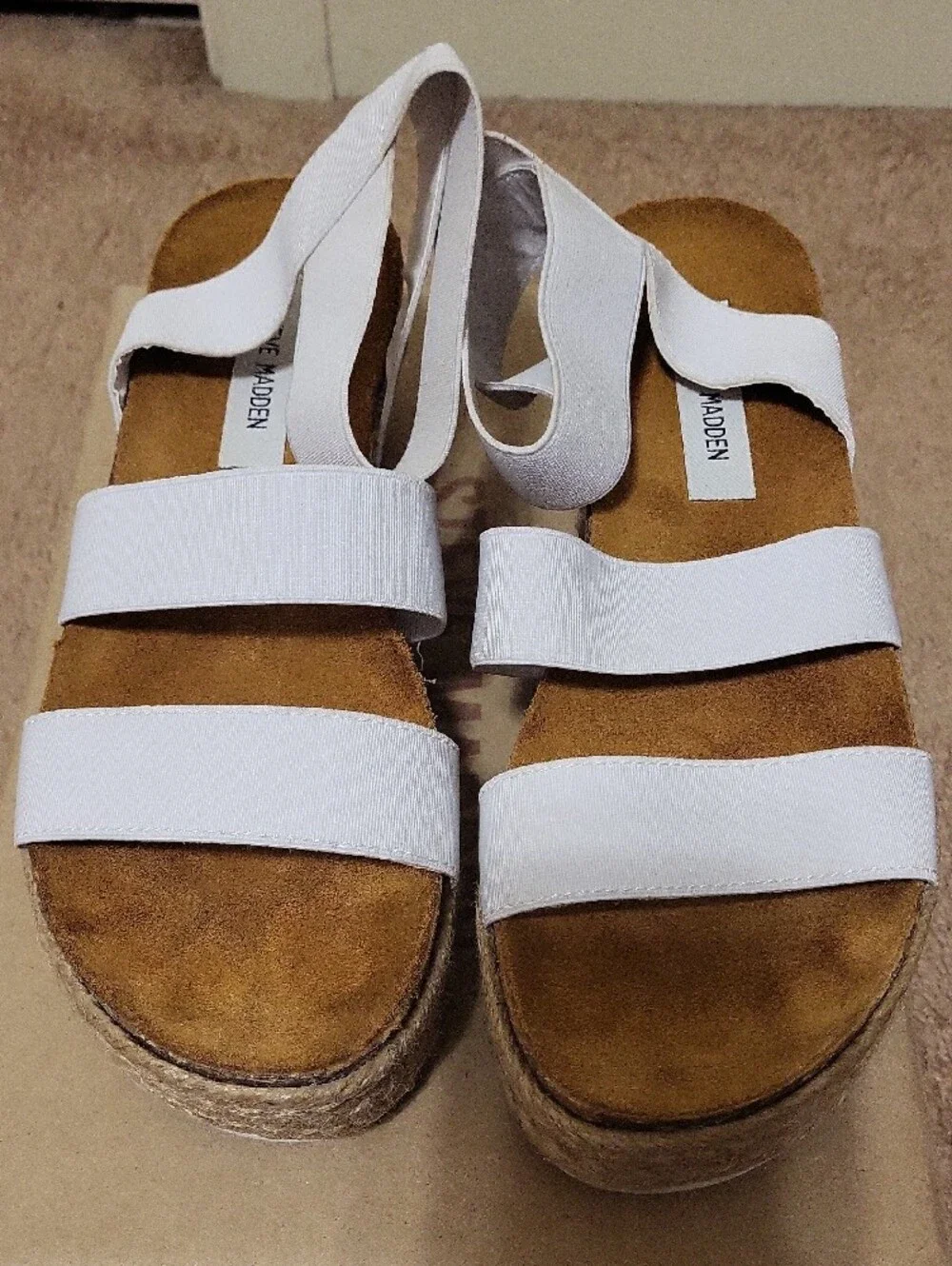 Steve Madden White Platform Sandals